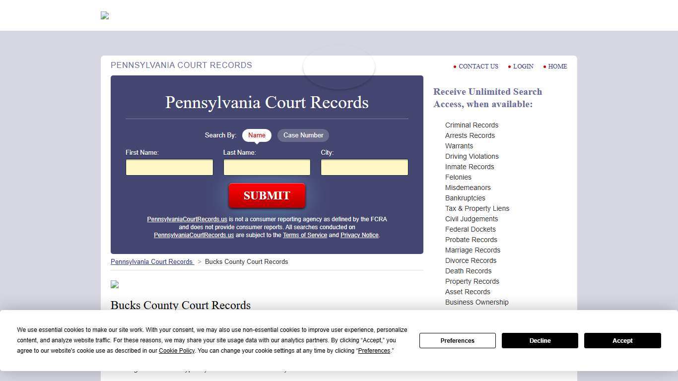 Bucks County Court Records | PennsylvaniaCourtRecords.us